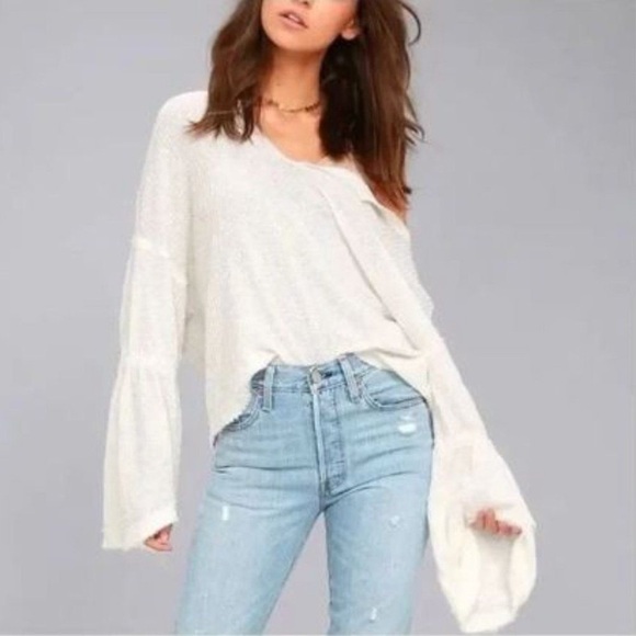 Free People we the free cream, waffle knit, oversize tunic top - Picture 8 of 9